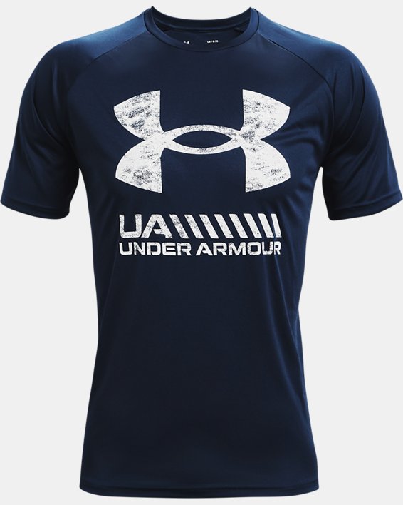 Men's UA Velocity Graphic Logo Short Sleeve, Navy, pdpMainDesktop image number 4
